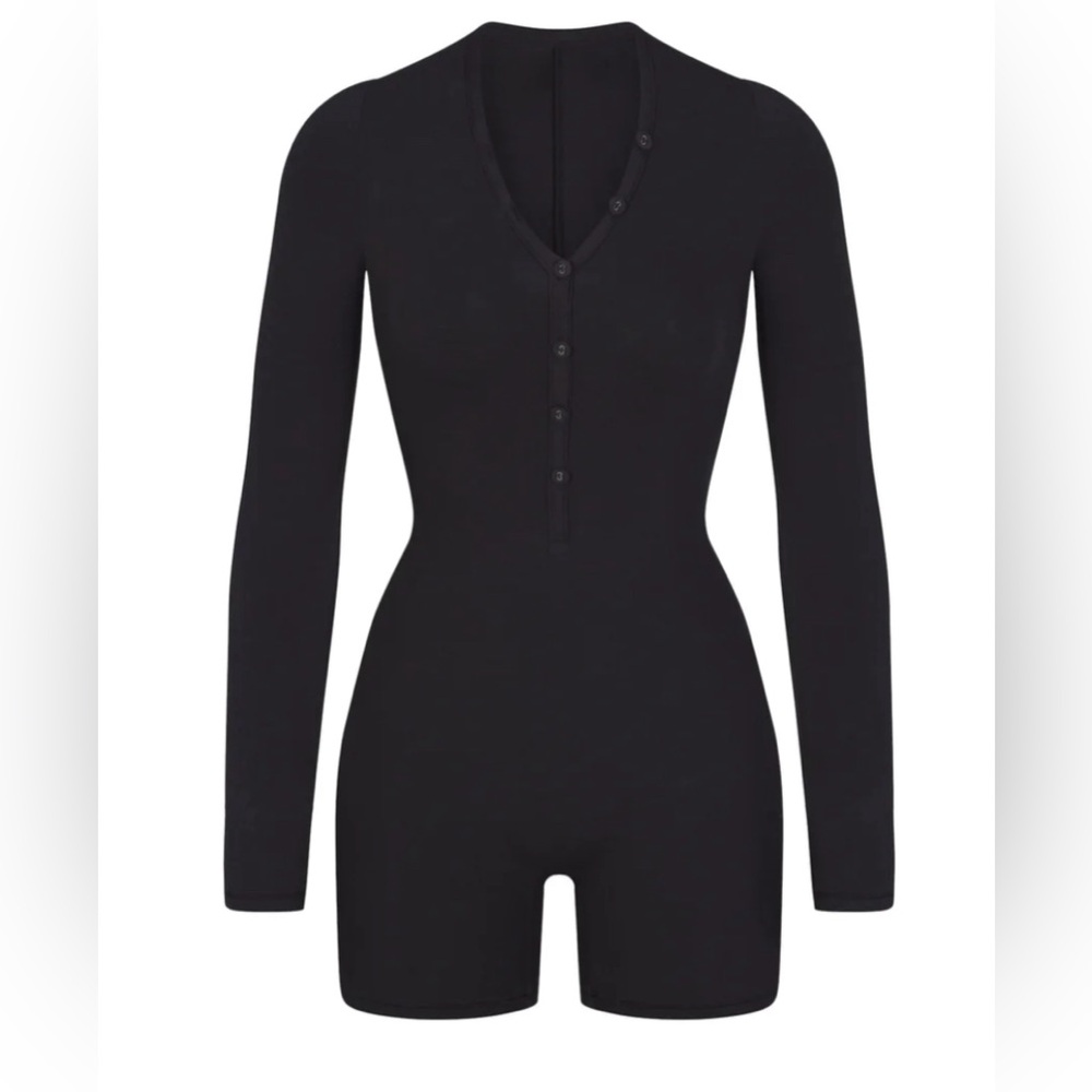 Soft Lounge Skims Button Up Henley Onesie